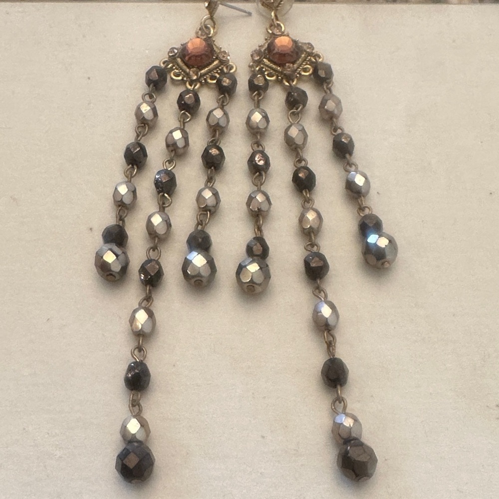 Elegant Gold and Black Dangle Earrings